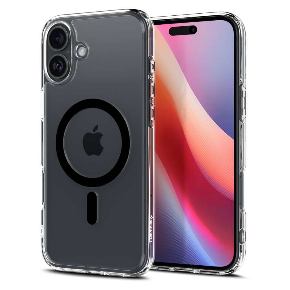 Калъф SPIGEN Ultra Hybrid Apple iPhone 16, MagSafe /прозрачен, черен ринг/