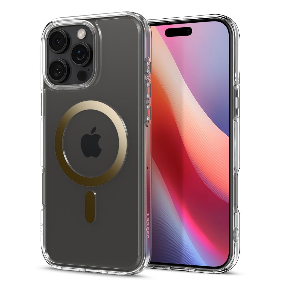 Калъф SPIGEN Ultra Hybrid Apple iPhone 16 Pro Max, MagSafe /прозрачен, златист ринг/