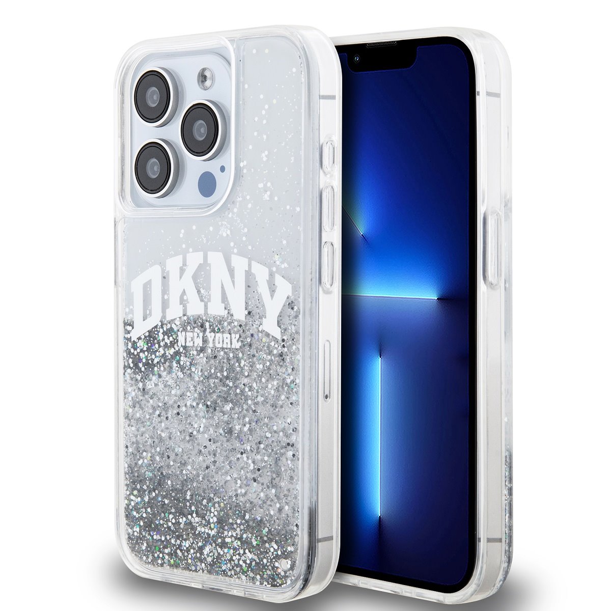 DKNY Калъф Apple iPhone 15 Pro Max, Liquid Glitter Arch Logo, прозрачен - DKHCP15XLBNAET