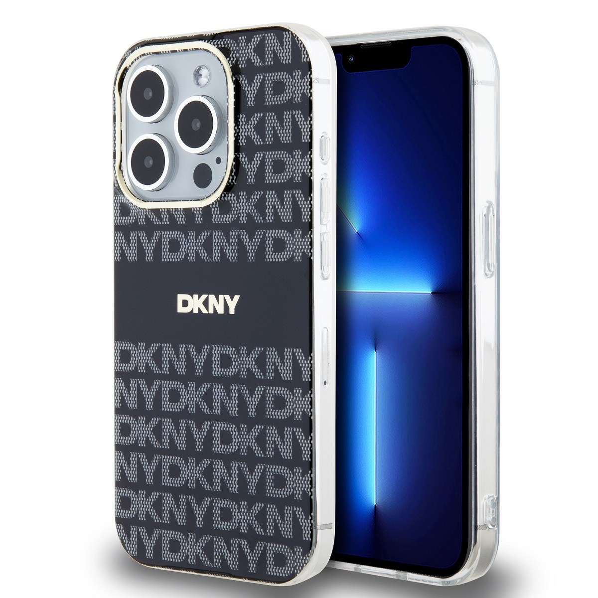 DKNY Калъф Apple iPhone 13 Pro Max, PC/TPU Repeat Pattern Tonal Stripe Magsafe, черен - DKHMP13XHRHSEK