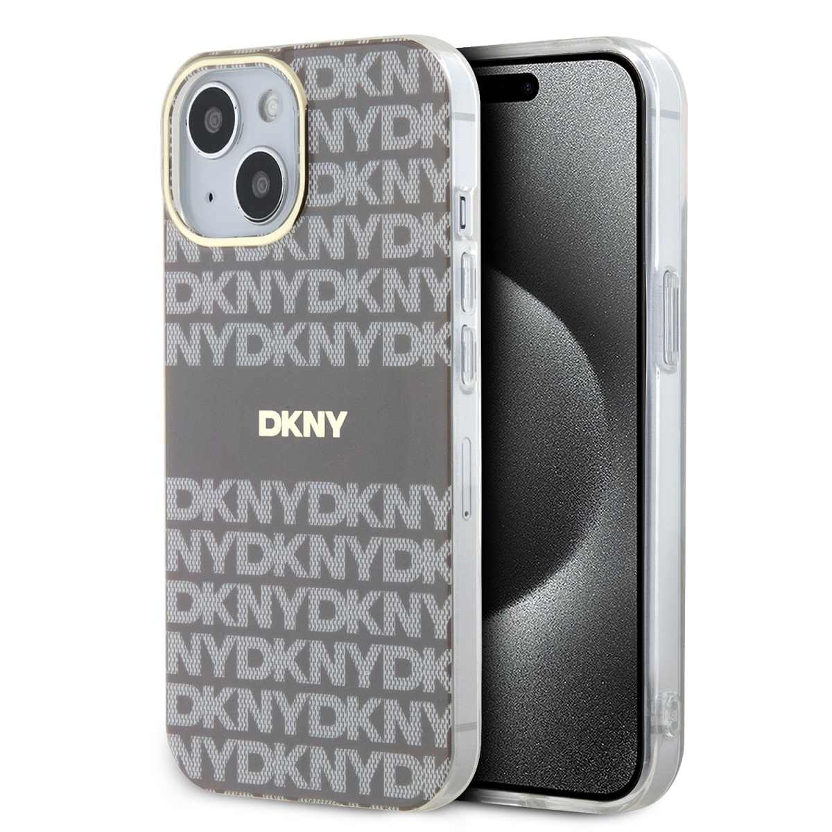 DKNY Калъф Apple iPhone 13, PC/TPU Repeat Pattern Tonal Stripe Magsafe, бежов - DKHMP13MHRHSEE