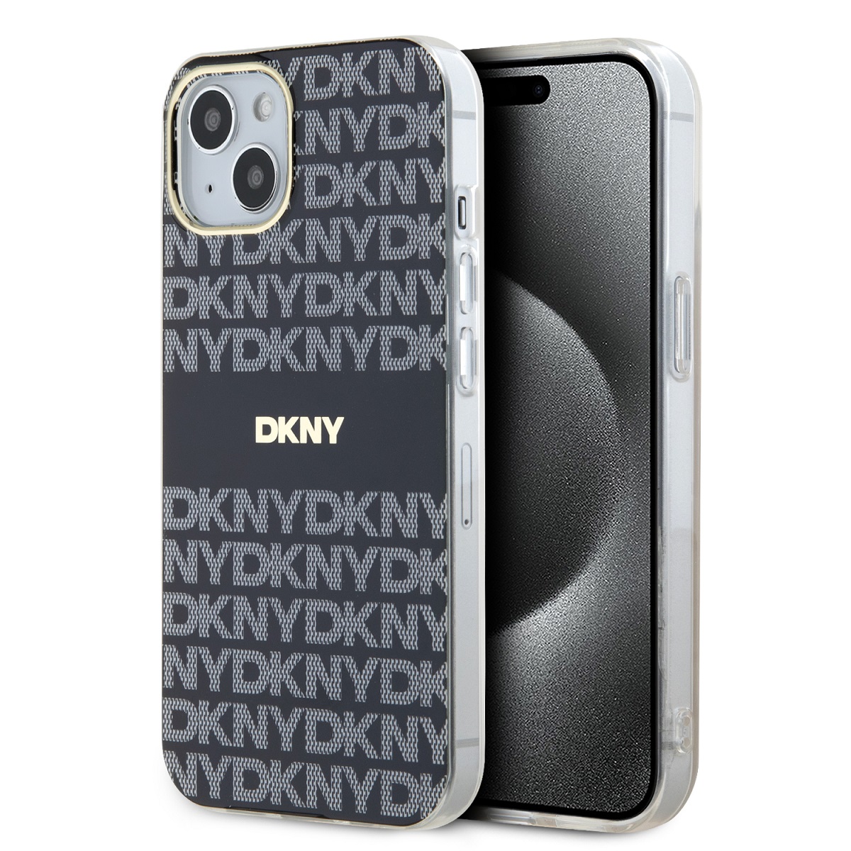 DKNY Калъф Apple iPhone 13, PC/TPU Repeat Pattern Tonal Stripe Magsafe, черен - DKHMP13MHRHSEK