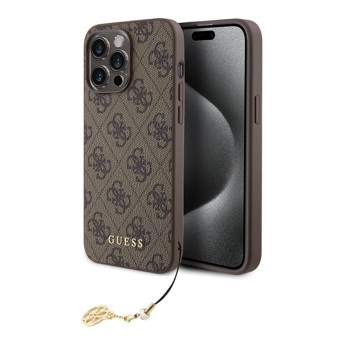 GUESS Калъф Apple iPhone 15 Pro Max, 4G Charm Tone on Tone, кафяв - GUHCP15XGF4GCW