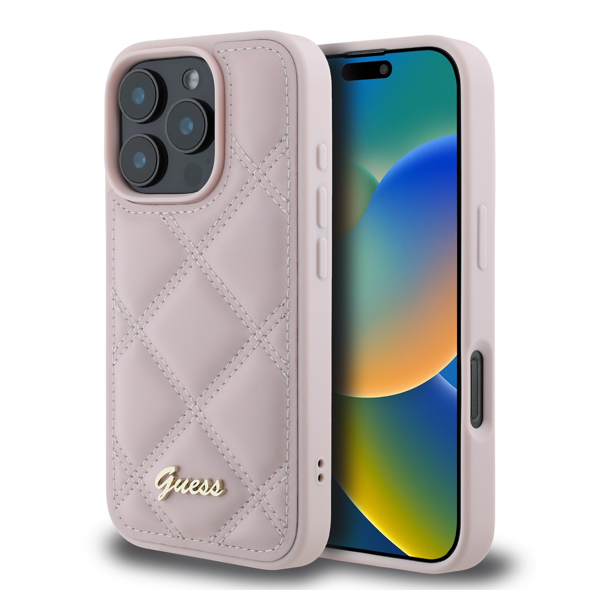 GUESS Калъф Apple iPhone 16 Pro Max, PU Leather Quilted, розов - GUHCP16XPSQSQSP