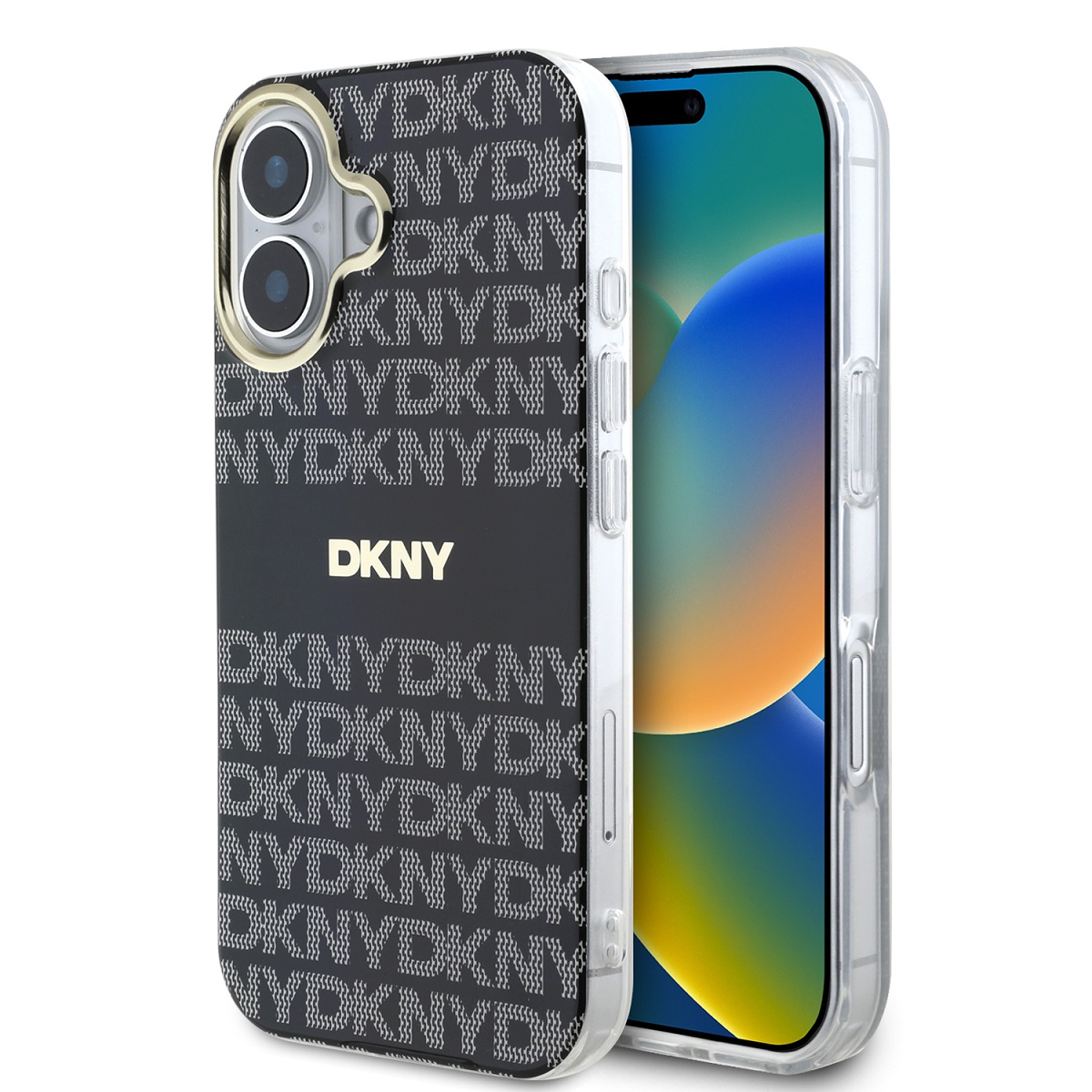 DKNY Калъф Apple iPhone 16, PC/TPU Repeat Pattern Tonal Stripe Magsafe, черен - DKHMP16SHRHSEK