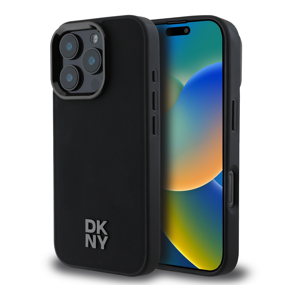 DKNY Калъф Apple iPhone 16 Pro, PU Leather Stack Logo Magsafe, черен - DKHMP16LPSMCSLK