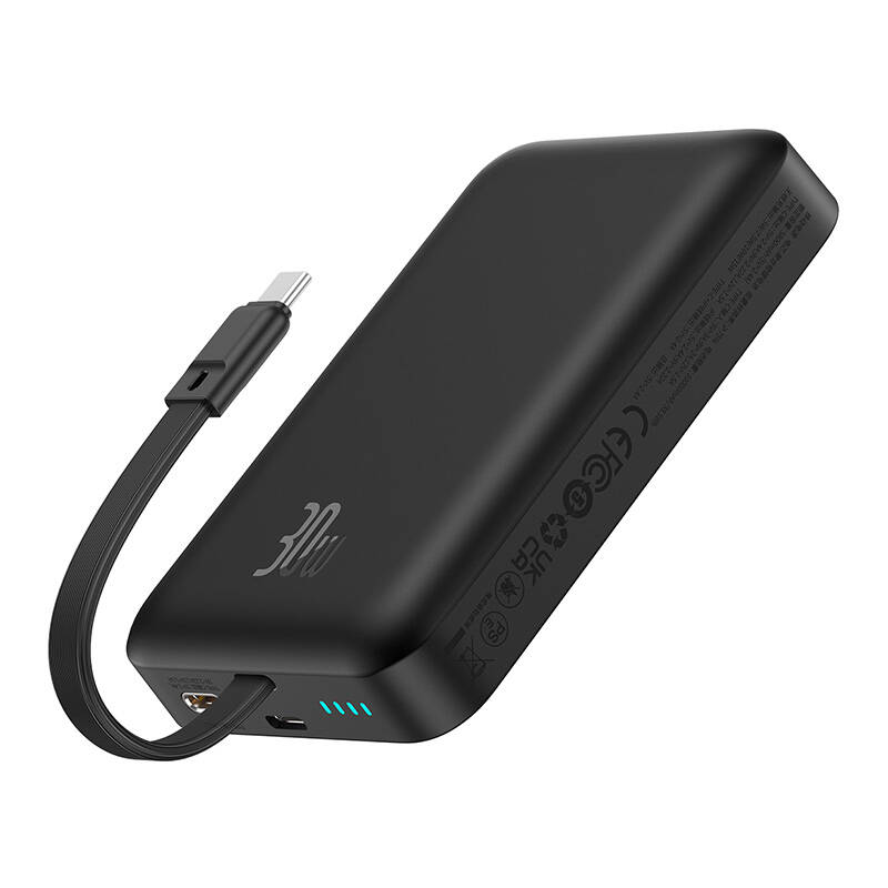 BASEUS Power Bank 10000 mAh, 30W Magnetic Mini Wireless + вграден кабел Type-C, P1002210B113-00 /черен/