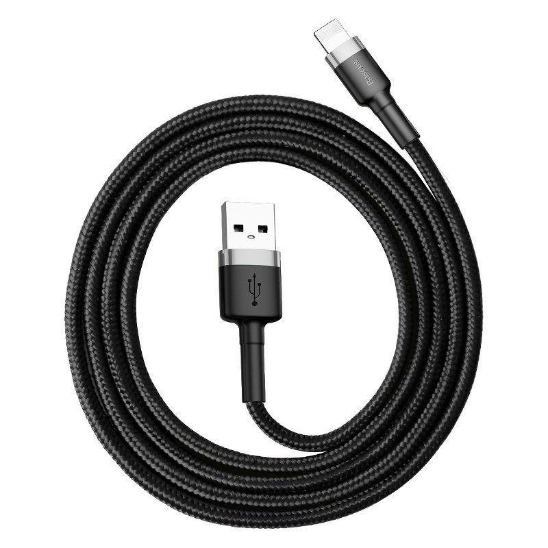 BASEUS Кабел USB-A - Lightning, 0.5м, 2.4A, CAFULE, CALKLF-AG1 /черен + сиво/