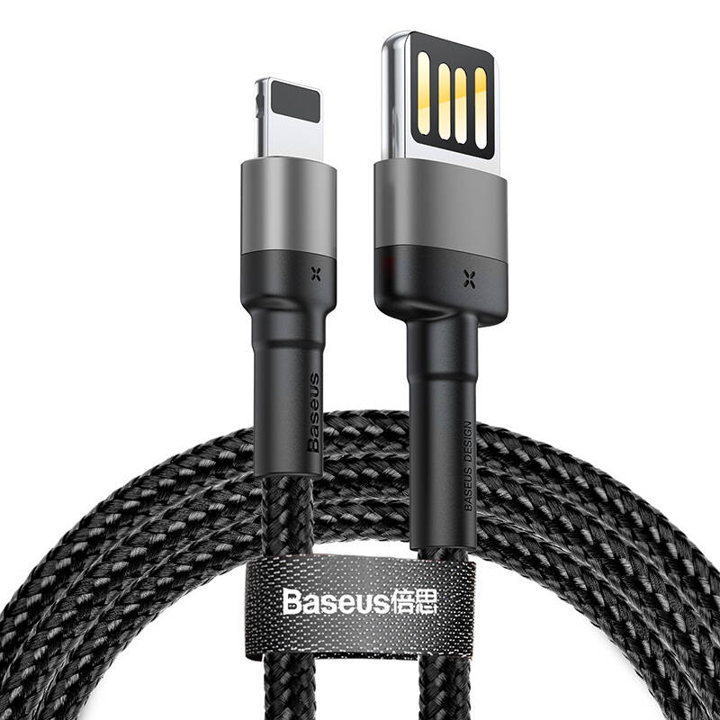BASEUS Кабел USB-A - Lightning, 1м, 2.4A, CAFULE, CALKLF-GG1 /черен + сиво/