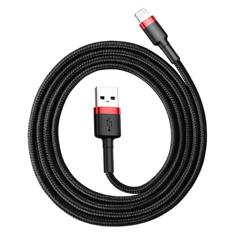 BASEUS Кабел USB-A - Lightning, 3м, 2A, CAFULE, CALKLF-R91 /черен + червено/