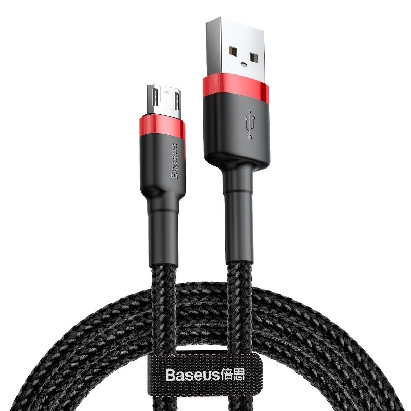 BASEUS Кабел USB-A - Micro USB, 2м, 1.5A, CAFULE, CAMKLF-C91 /черен + червено/