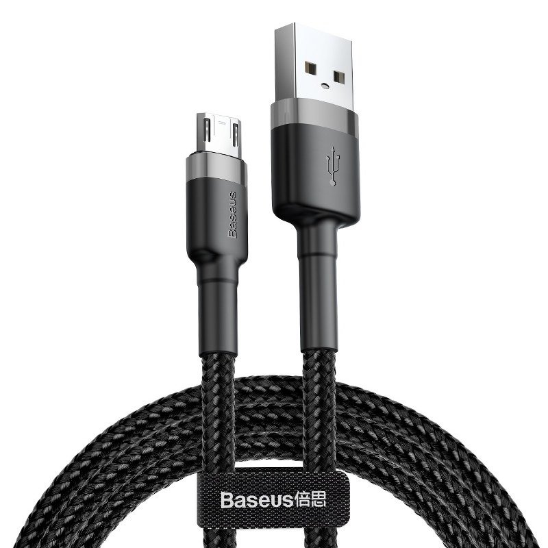 BASEUS Кабел USB-A - Micro USB, 1м, 2.4A, CAFULE, CAMKLF-BG1 /черен + сиво/