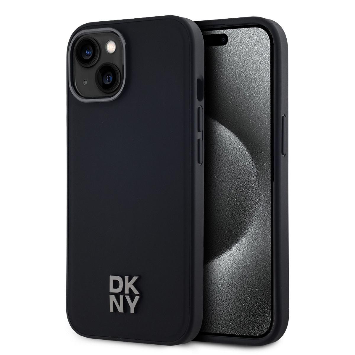 DKNY Калъф Apple iPhone 14, PU Leather Stack Logo Magsafe, черен - DKHMP14SPSMCSLK