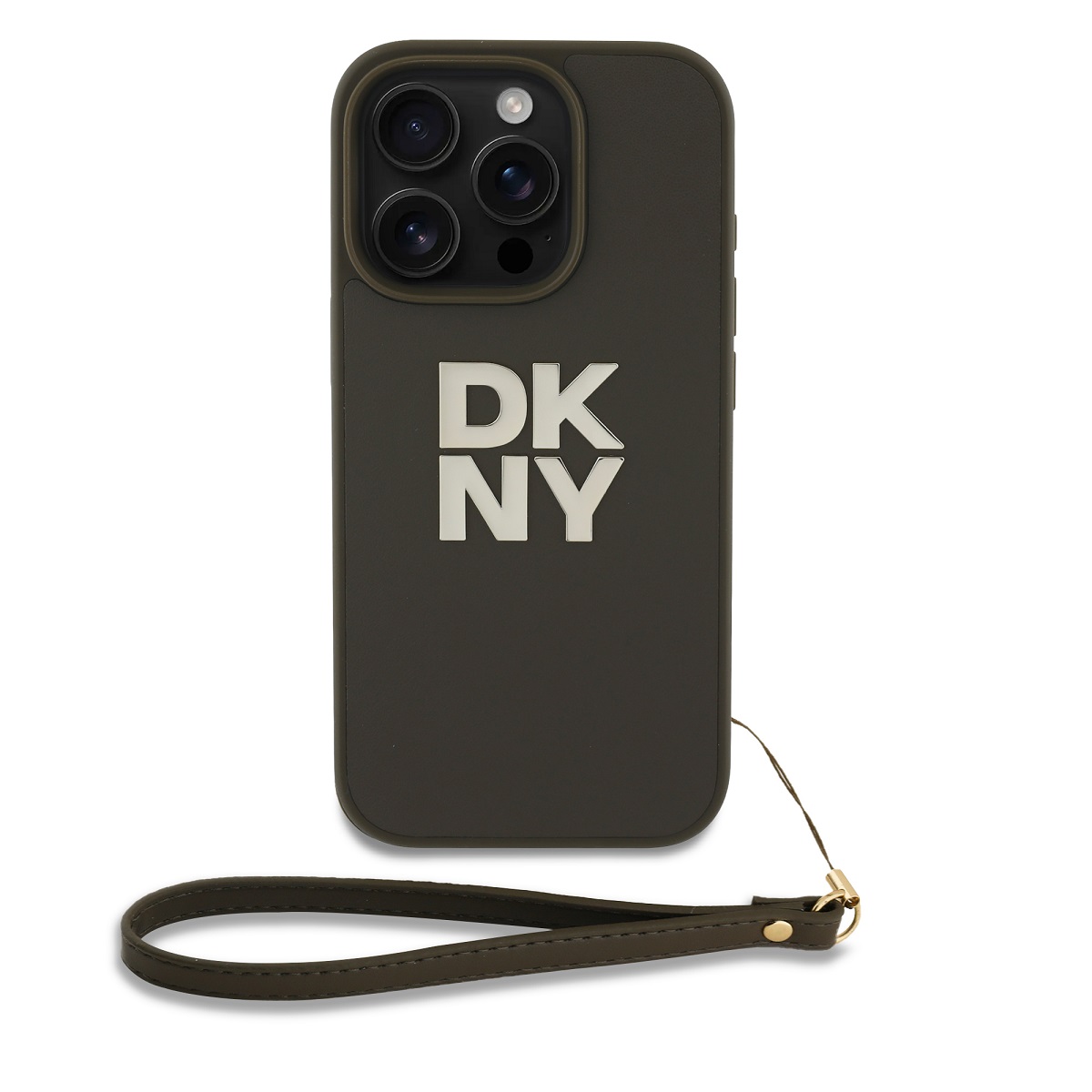 DKNY Калъф Apple iPhone 16 Pro, PU Leather Stack Logo + Wrist Strap, зелен - DKHCP16LPBSWSA 
