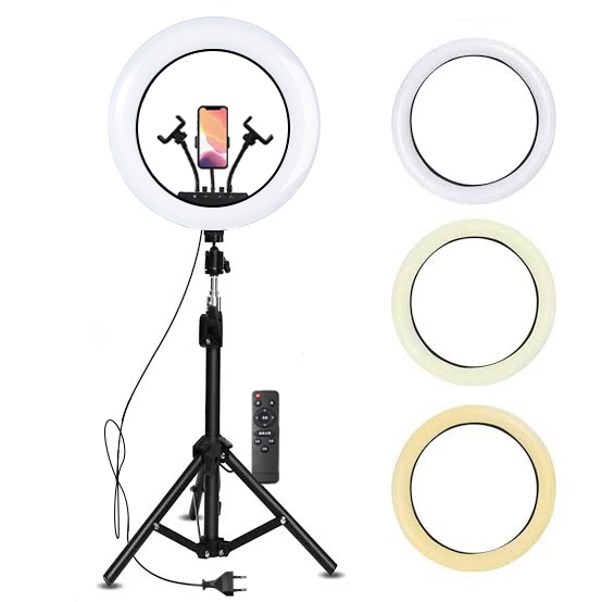 LED Селфи лампа 56см (бяла) + Tripod стойка 200см