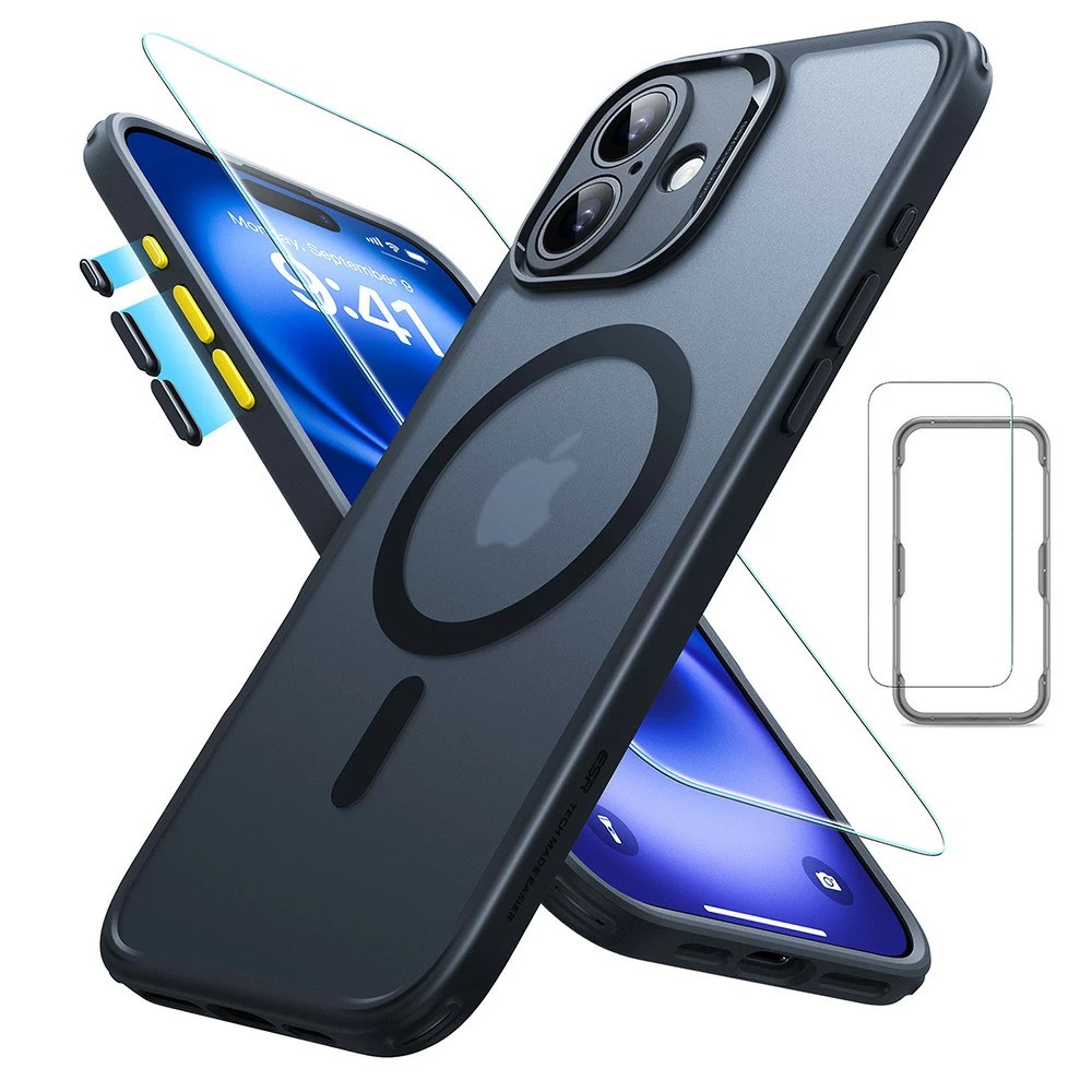 ESR Калъф Classic Pro + стъкло SET iPhone 16, MagSafe /матово черно/ Amazon Pack