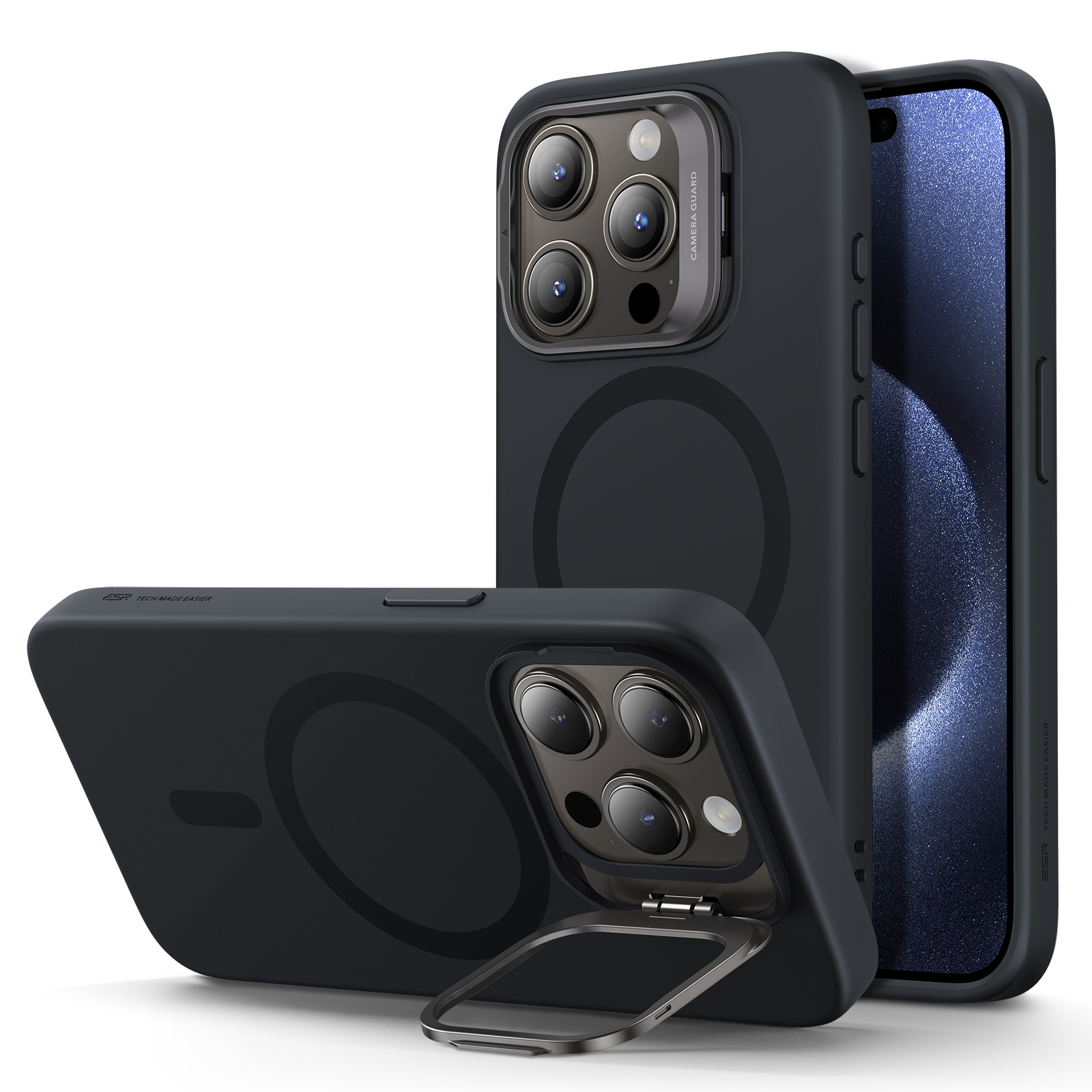 ESR Калъф Cloud Soft със стойка iPhone 16 Pro, MagSafe /черен/ Amazon Pack