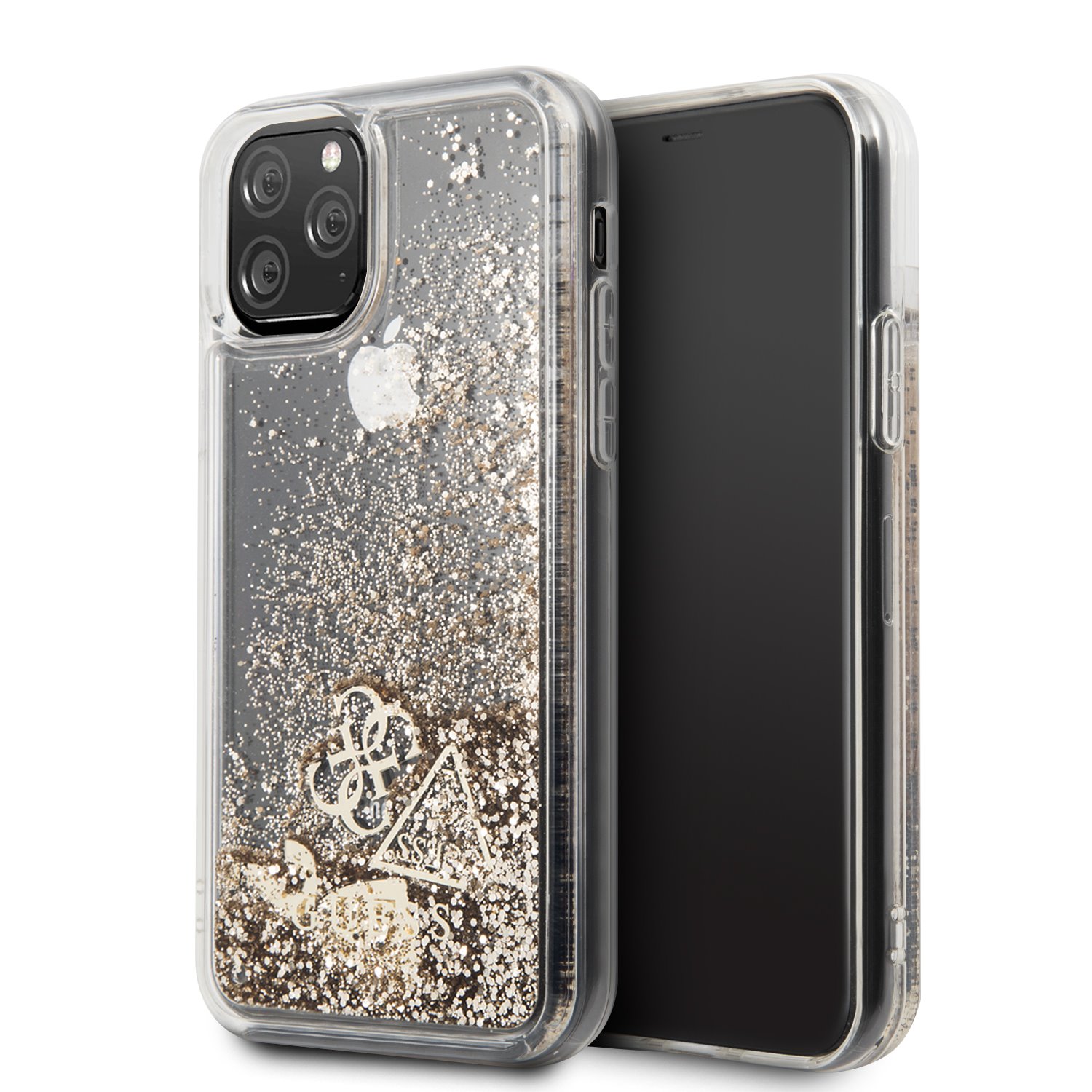 GUESS Калъф Apple iPhone 11, Glitter Hearts, златен - GUHCN61GLHFLGO