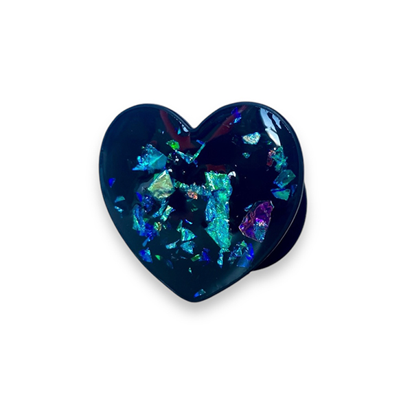 Popsocket / Холдер Sparkle heart /черен/