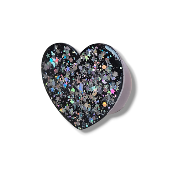 Popsocket / Холдер Gloss heart /черен/