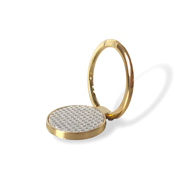 Popsocket ring / Holder Metal Ring Shine Grid /white gold/