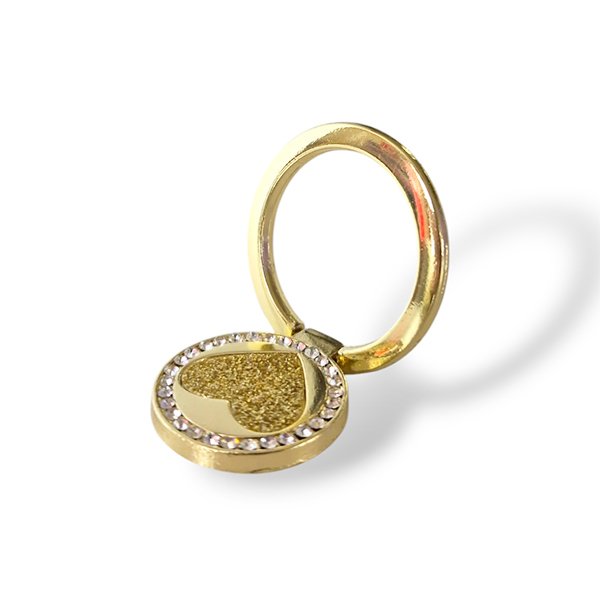 Popsocket пръстен / Холдер Metal Ring Shine Heart /златист със златисто сърце/