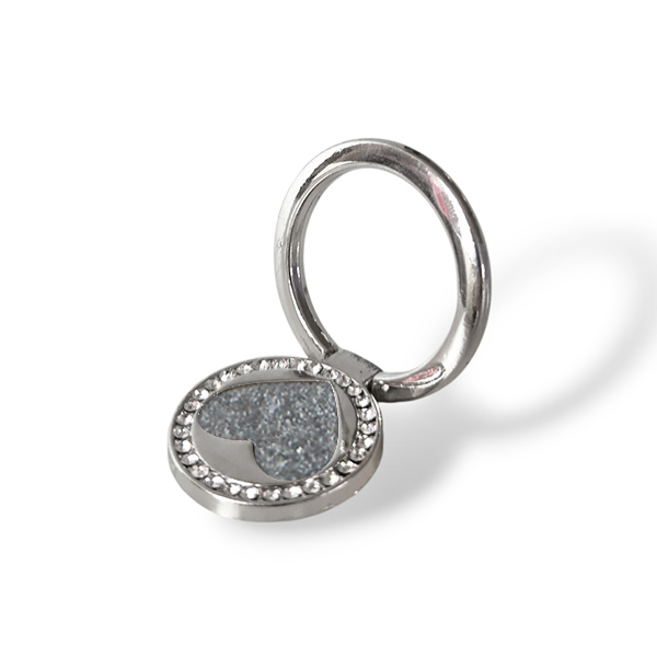 Popsocket пръстен / Холдер Metal Ring Shine Heart /сребрист със сребристо сърце/