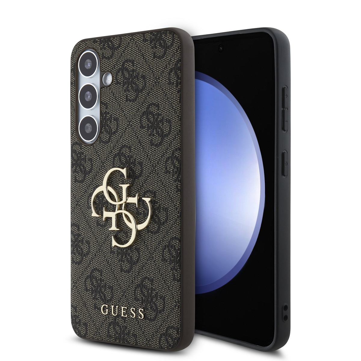 GUESS Калъф Samsung S24 FE, PU 4G Metal Logo, кафяв - GUHCS24FE4GMGBR