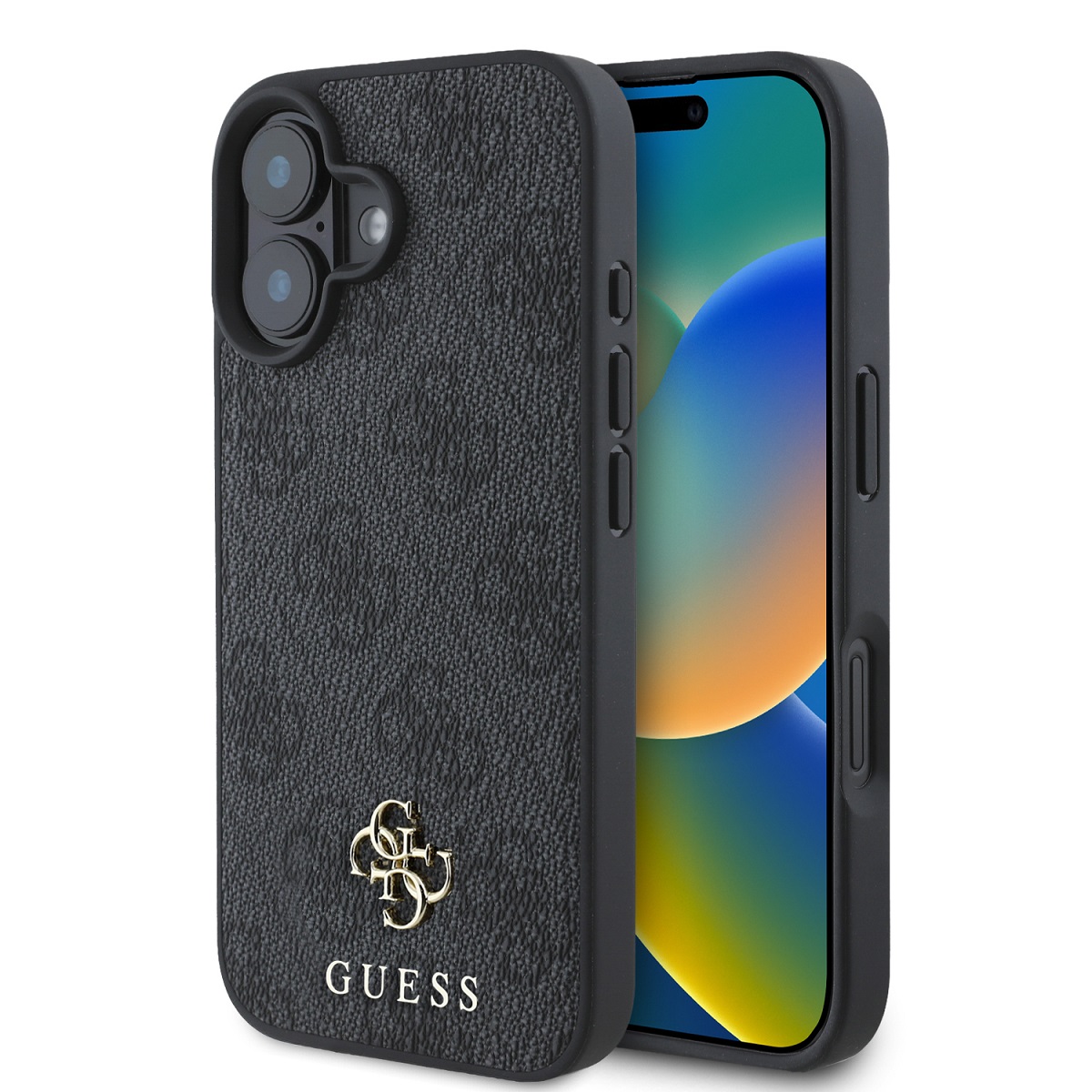 GUESS Калъф Apple iPhone 16, PU 4G Small Metal Logo MagSafe, сив - GUHMP16SP4SM4MK