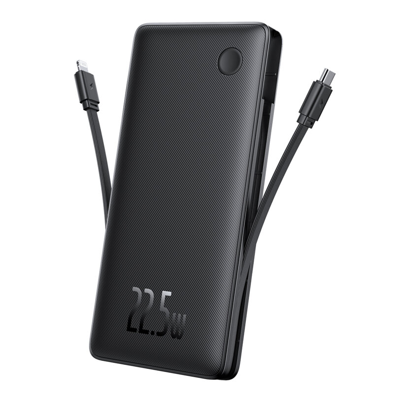 BASEUS Power Bank 10000 mAh, 22.5W, Airpow Lite + Type-C и Lightning кабели, P10067501123-00 /черен/