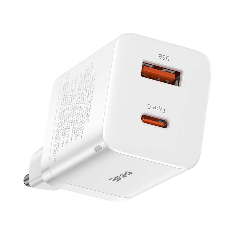 BASEUS 220V 30W, USB-C + USB-A, Super Si Pro, бял - CCSUPP-E02