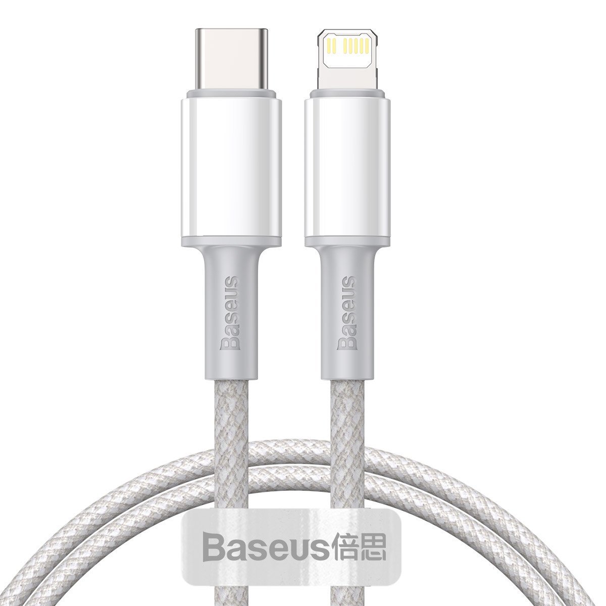 BASEUS Кабел Type-C - Lightning, 1м, 20W, High Density Braided, CATLGD-02 /бял/