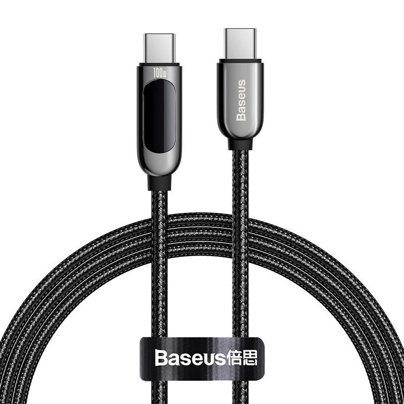 BASEUS Кабел Type-C - Type-C, 1м, 100W, Display Fast Charging, CATSK-B01 /черен/