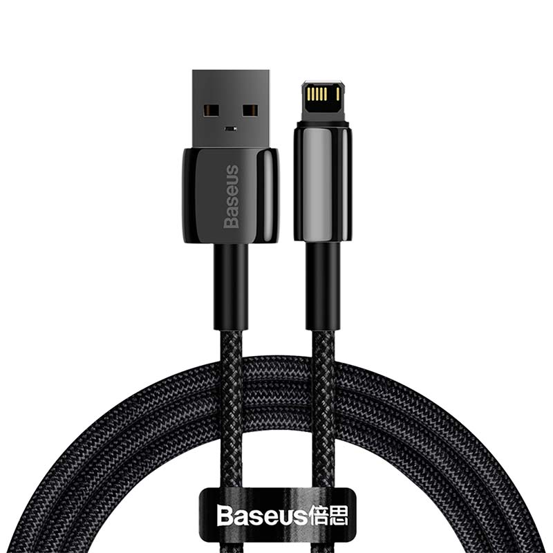 BASEUS Кабел USB-A - Lightning, 2м, 2.4A, Tungsten Gold, CALWJ-A01 /черен/