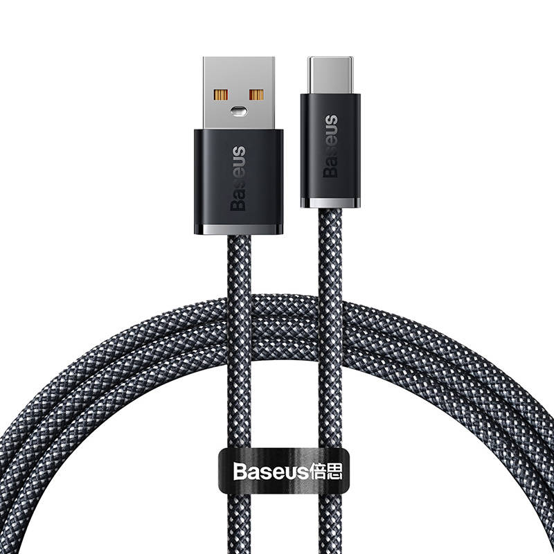 BASEUS Кабел USB-A - Type-C, 1м, 100W, 5A, Dynamic, CALD000616 /сив/