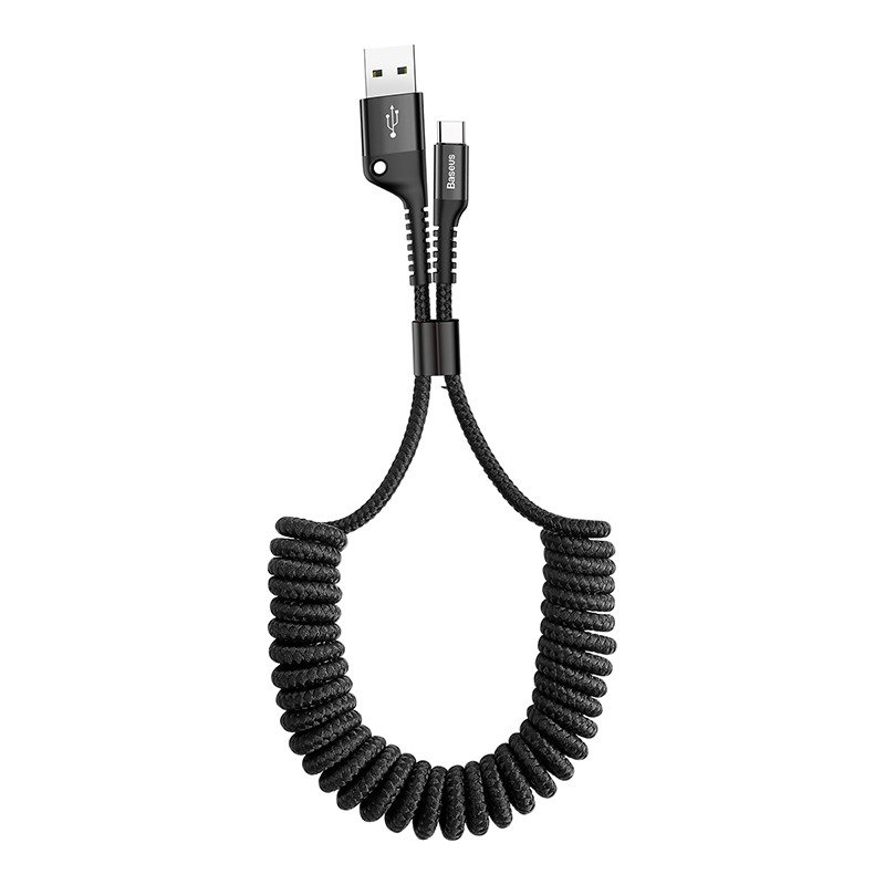 BASEUS Кабел USB-A -Type-C, 1м, 2A, Fish Eye Spring, CATSR-01 /черен/