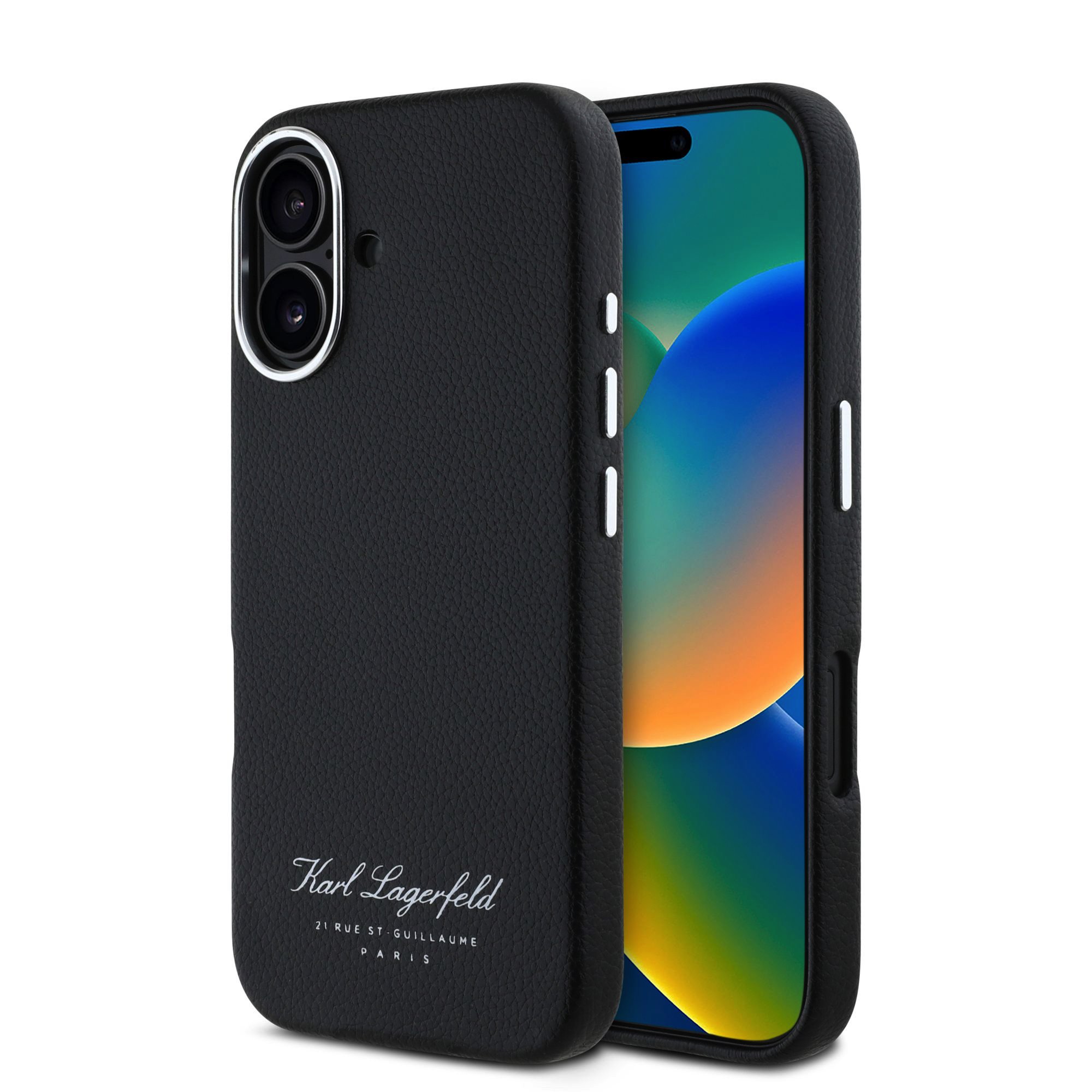 Karl Lagerfeld Калъф Apple iPhone 16, Grained PU Hotel RSG, черен - KLHCP16SPGWCMKHK