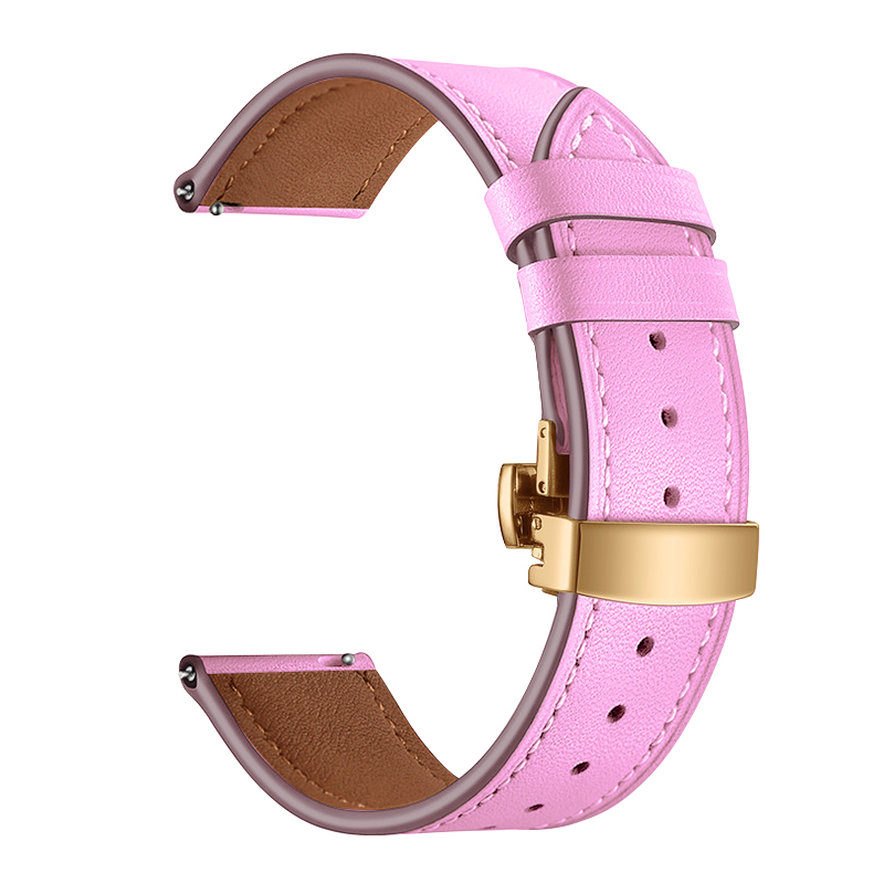 Кожена каишка Leather Classic Buckle Strap за Smart Watch, 20мм /розова/
