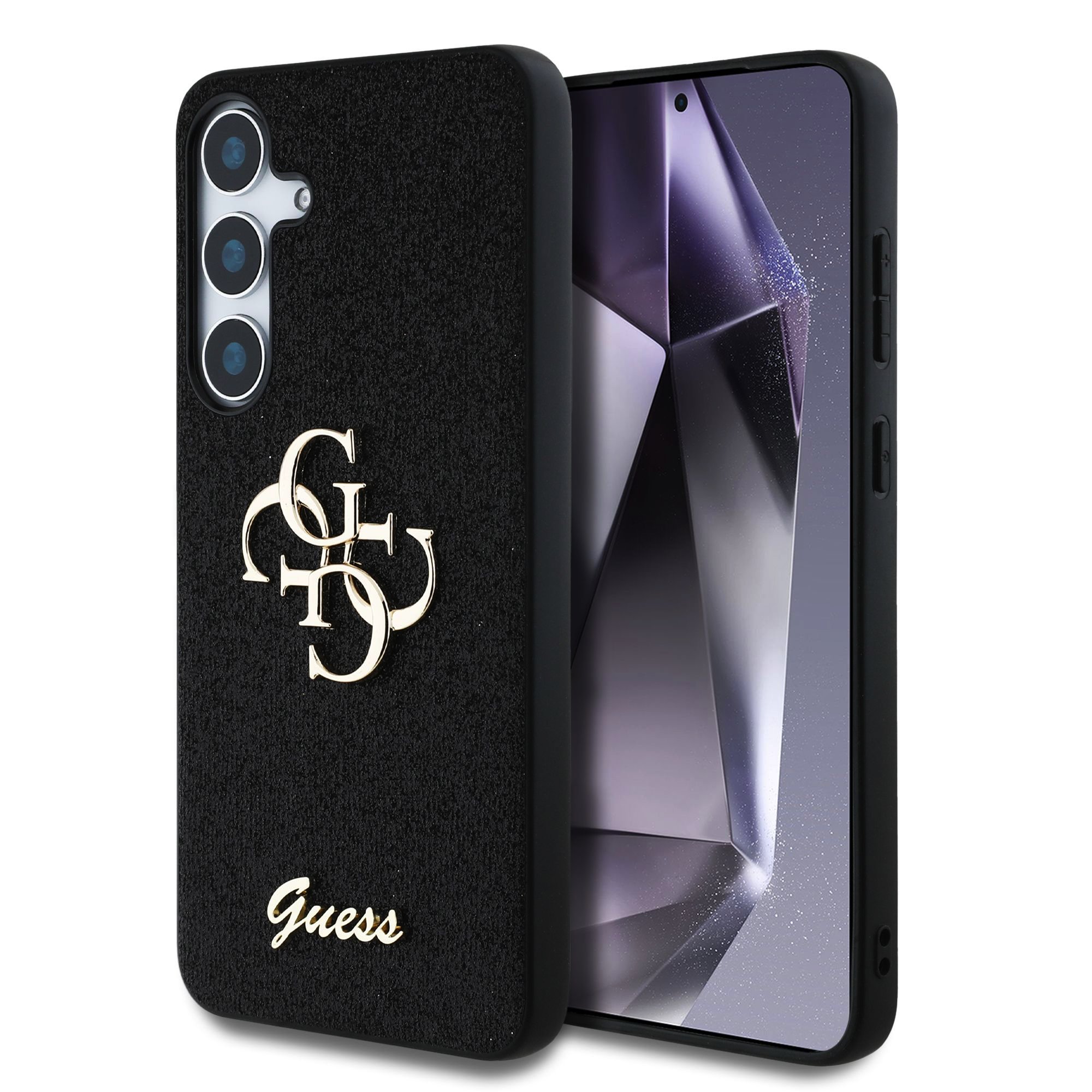 GUESS Калъф Samsung S25 Plus, PU Fixed Glitter 4G Metal Logo, черен - GUHCS25MHG4SGK