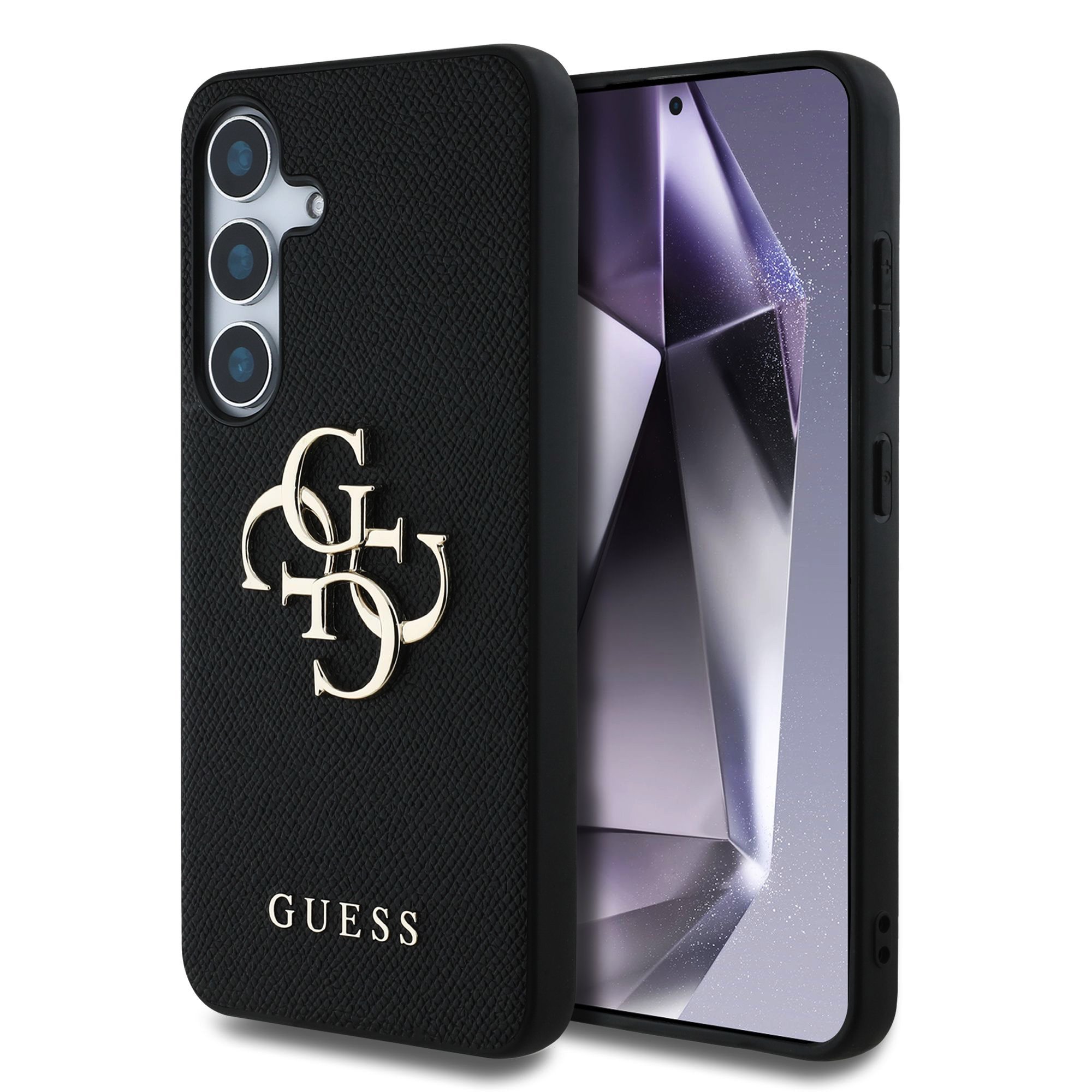 GUESS Калъф Samsung S25 Plus, PU Grained 4G Metal Logo, черен - GUHCS25MPGT4MBK