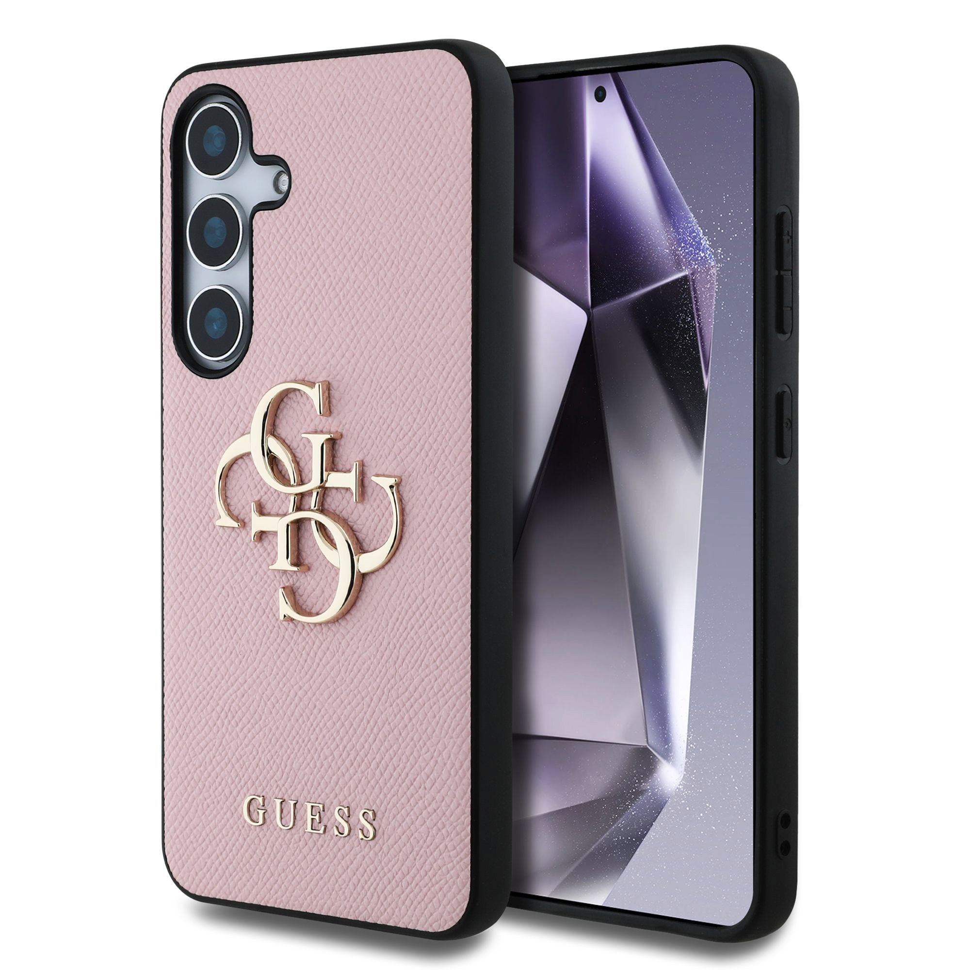GUESS Калъф Samsung S25, PU Grained 4G Metal Logo, розов - GUHCS25SPGT4MBP