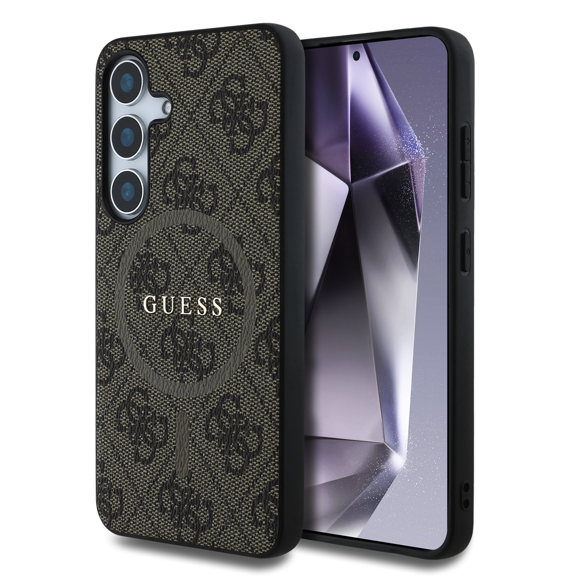 GUESS Калъф Samsung S25, PU Leather 4G Colored Ring MagSafe, кафяв - GUHMS25SG4GFRW