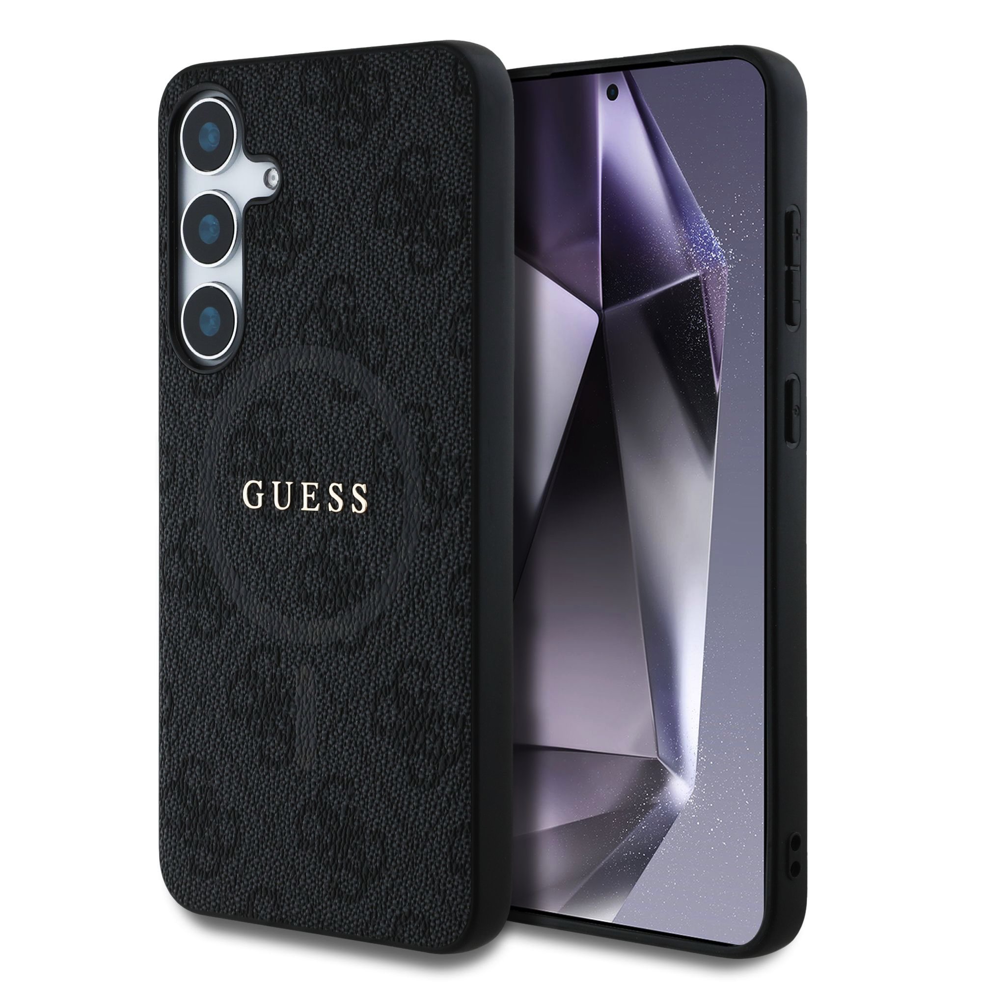 GUESS Калъф Samsung S25, PU Leather 4G Colored Ring MagSafe, черен - GUHMS25SG4GFRK