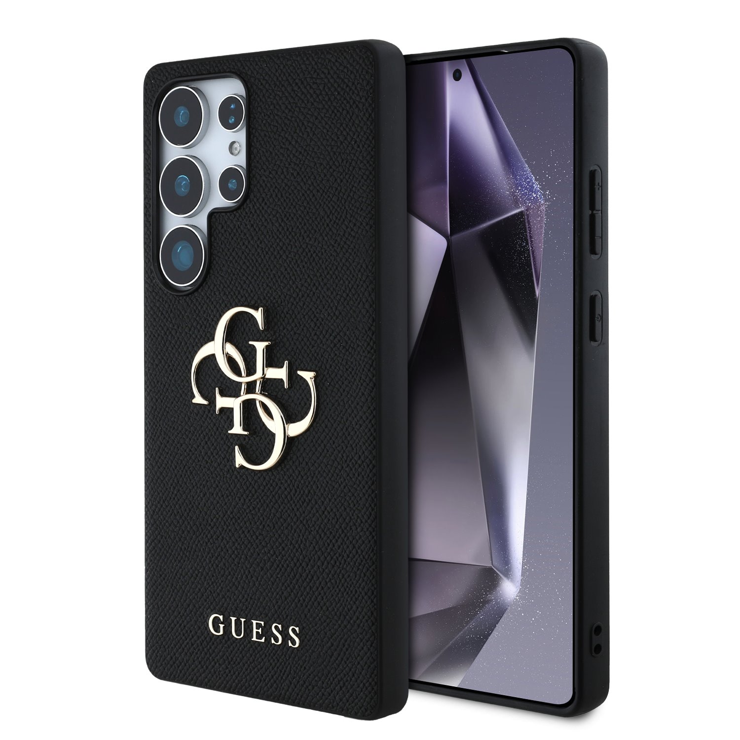 GUESS Калъф Samsung S25 Ultra, PU Grained 4G Metal Logo, черен - GUHCS25LPGT4MBK