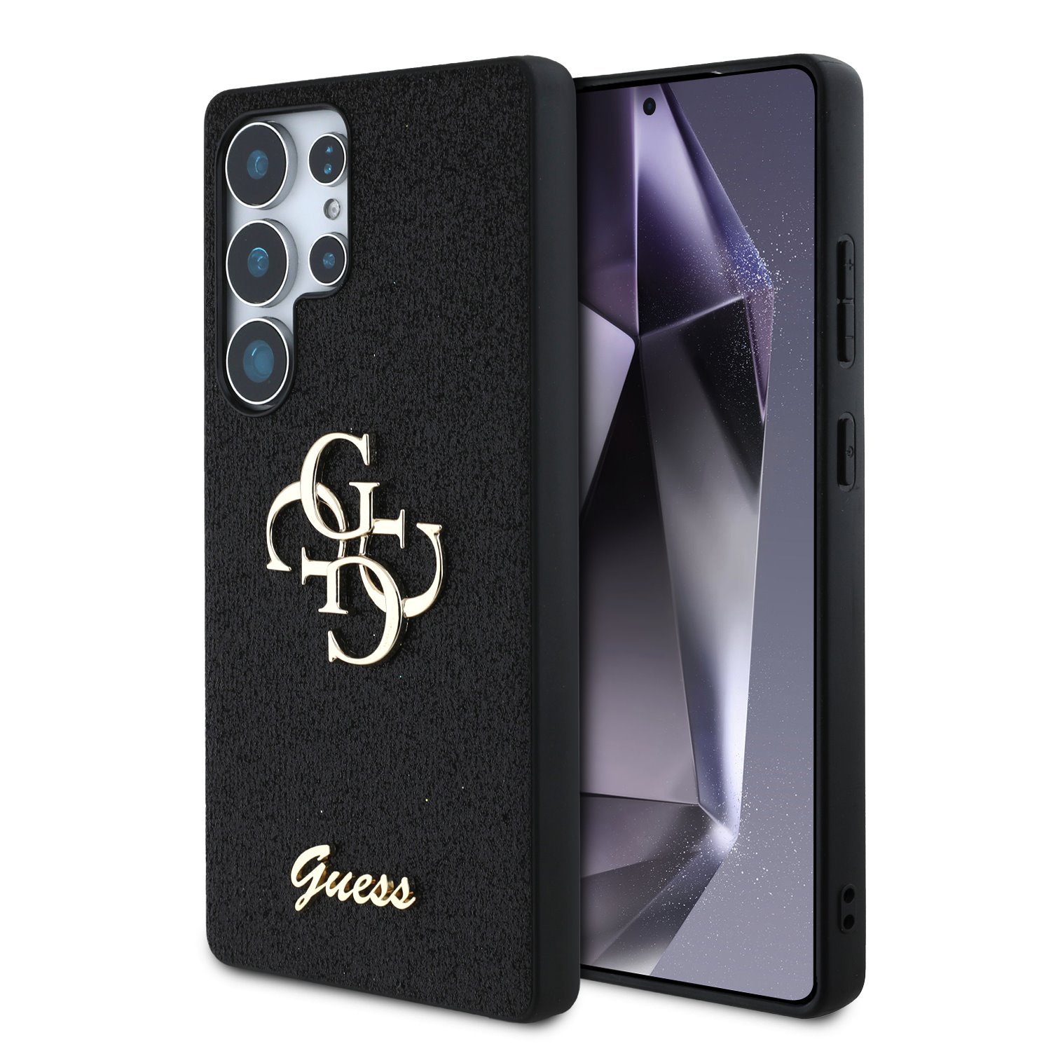 GUESS Калъф Samsung S25 Ultra, PU Fixed Glitter 4G Metal Logo, черен - GUHCS25LHG4SGK