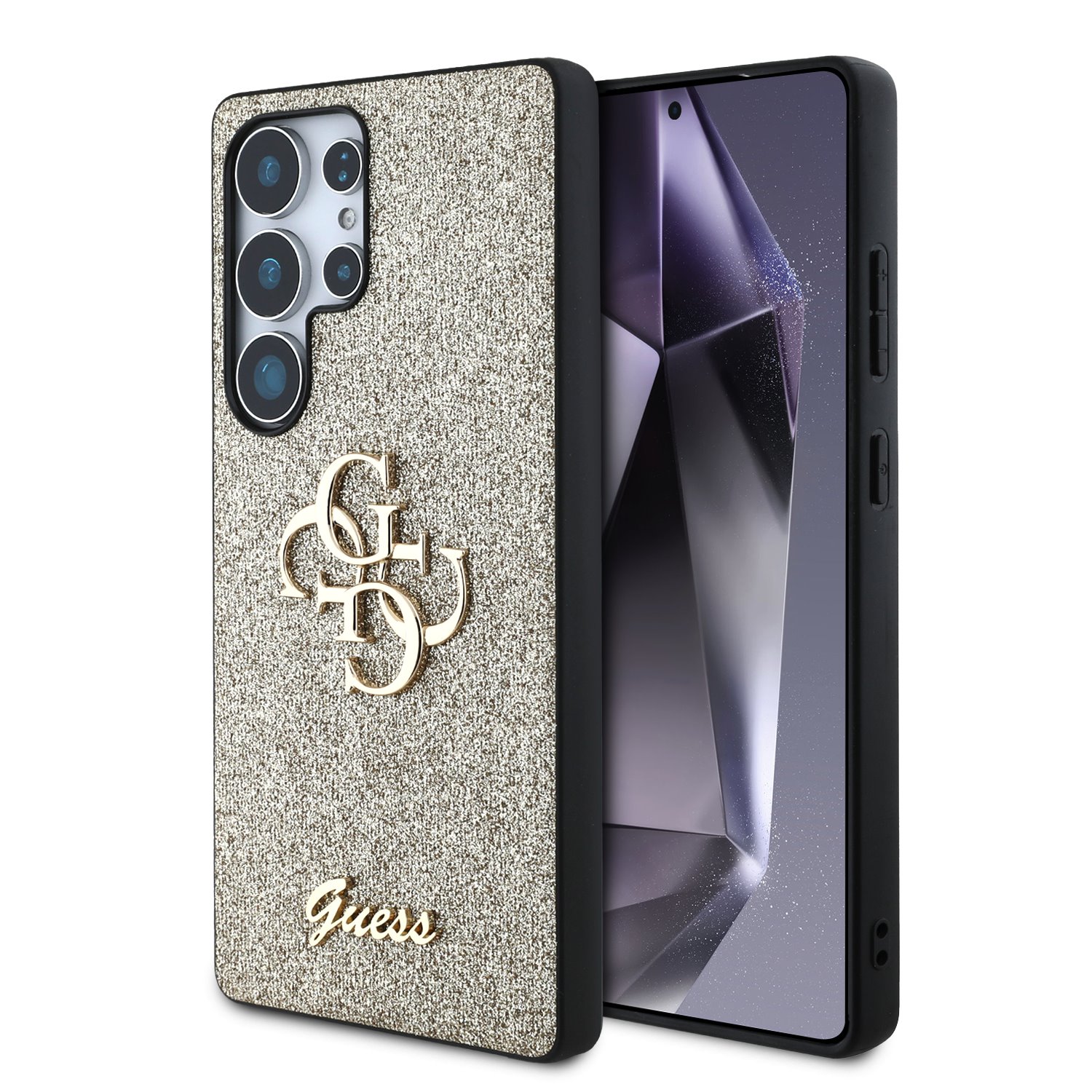 GUESS Калъф Samsung S25 Ultra, PU Fixed Glitter 4G Metal Logo, златен - GUHCS25LHG4SGD