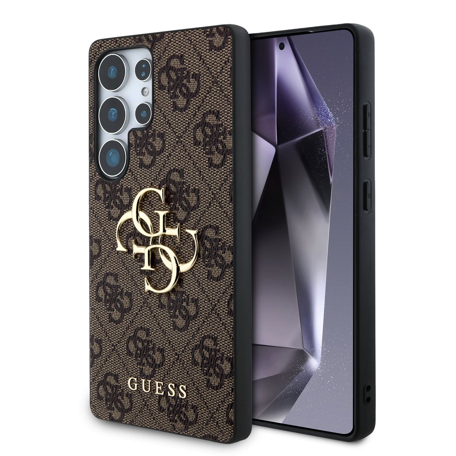 GUESS Калъф Samsung S25 Ultra, PU 4G Metal Logo, кафяв - GUHCS25L4GMGBR