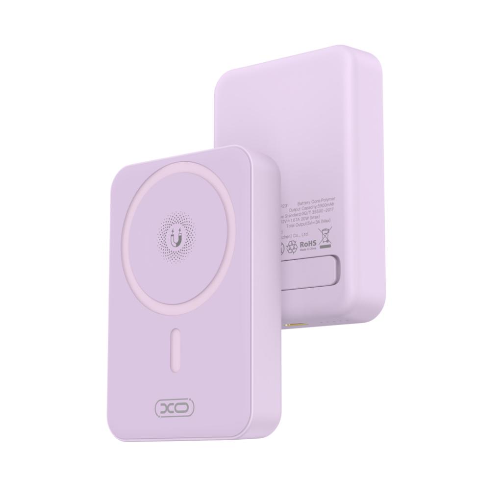 Power Bank 10000 mAh, XO, PR231, 15W, Wireless, PD/20W, MagSafe + стойка /лилав/