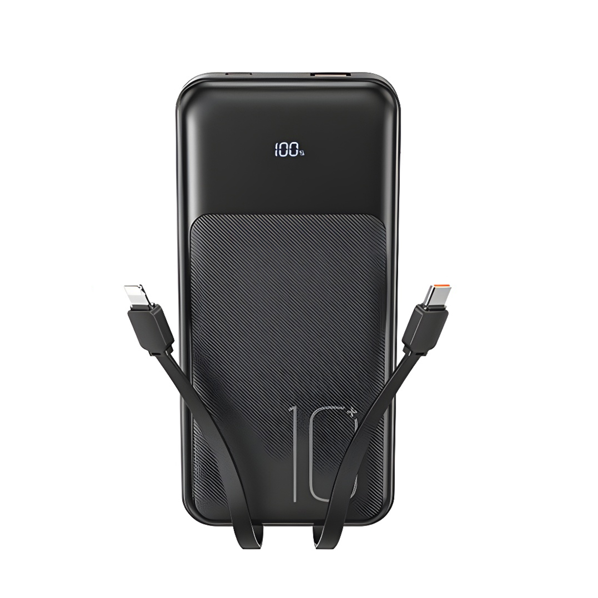 Power Bank 10000 mAh, XO, PR248, 20W PD, 22.5W QC + Digital display + вградени кабели: Type-C и Lightning /черен/