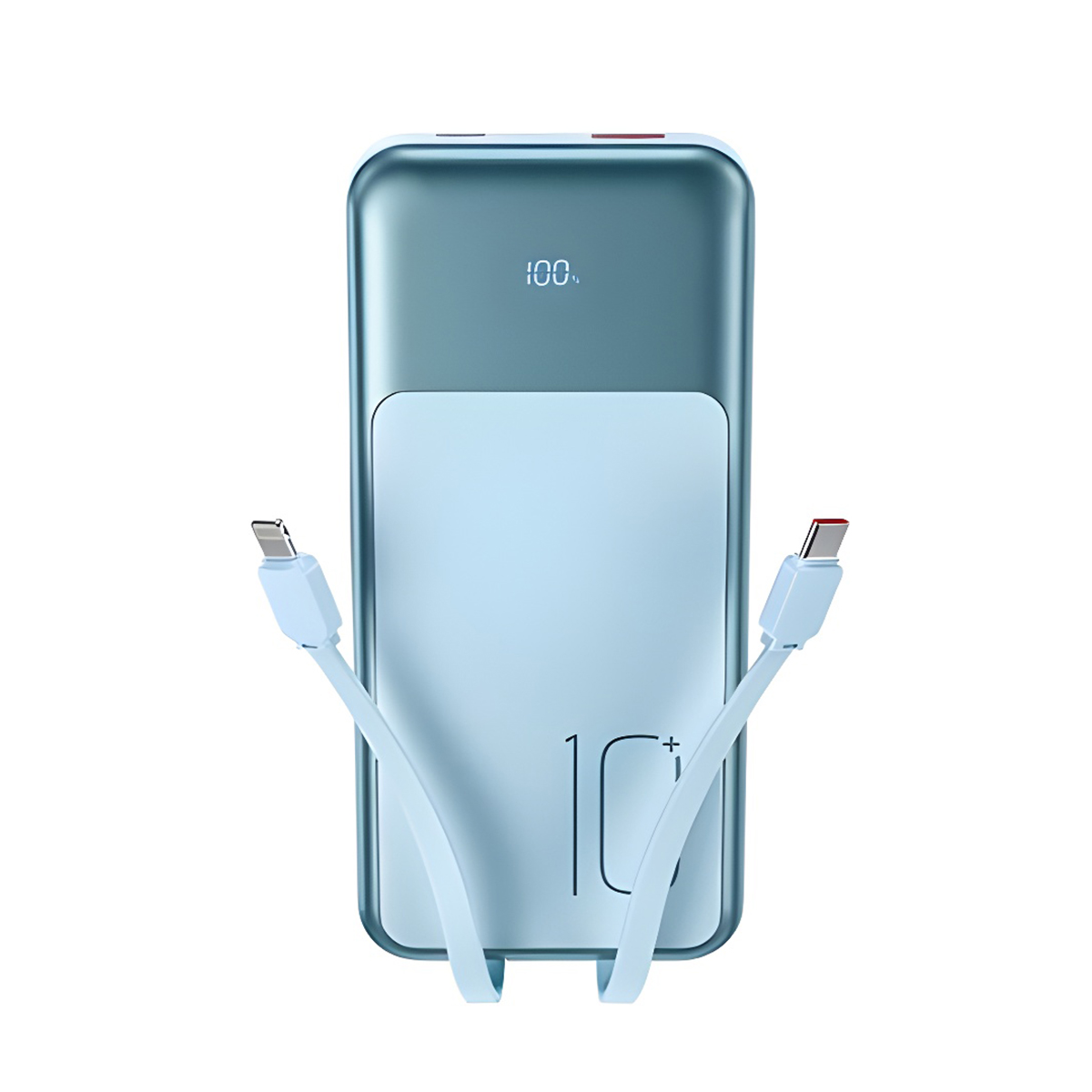 Power Bank 10000 mAh, XO, PR248, 20W PD, 22.5W QC + Digital display + вградени кабели: Type-C и Lightning /син/